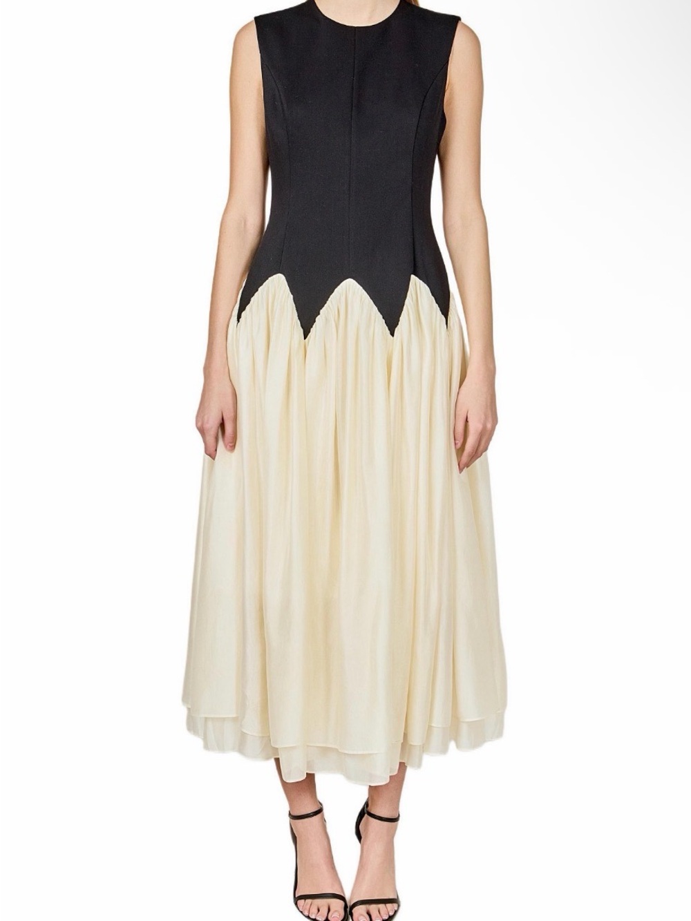 Endless Rose Black & Cream Sleeveless Midi Dress
